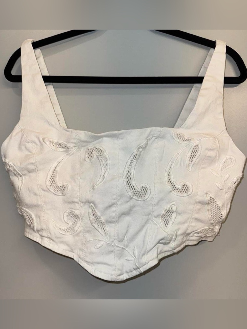 Urban Outfitters White Embroidered Crop Top Western Festival Cowgirl